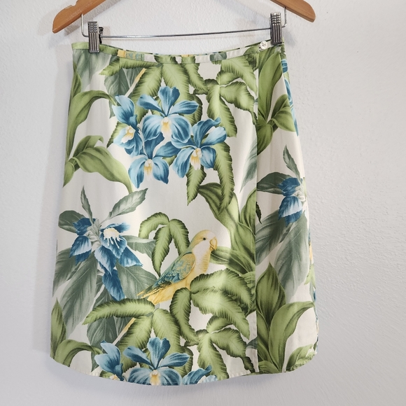Tommy Bahama Skirt Womens 6 Floral 100% Silk True Wrap Tropical Birds Vintage - Picture 1 of 13
